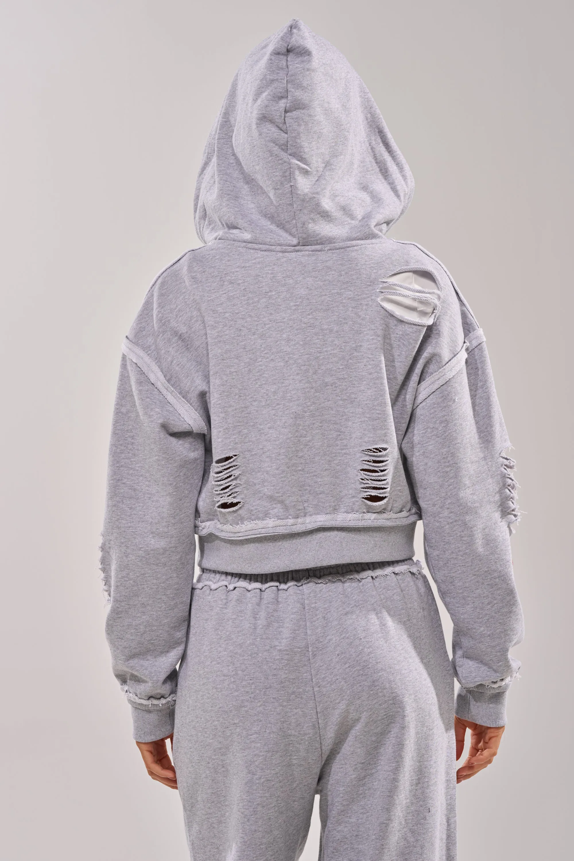 CROSSED OUT DISTRESSED ZIP UP SWEATSHIRT sold by AKIRA product image thumbnail 5