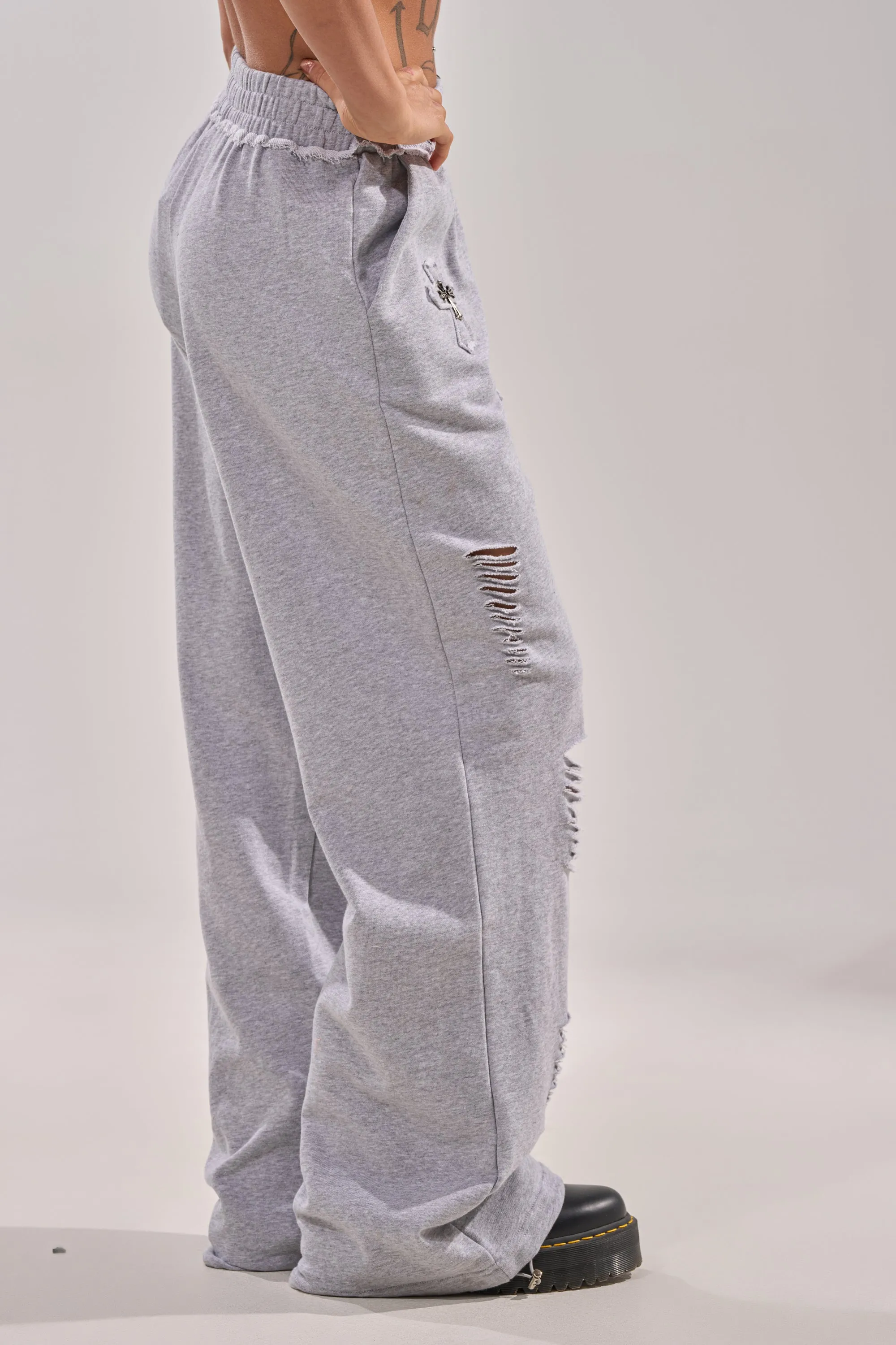 CROSSED OUT DISTRESSED WIDE LEG JOGGER sold by AKIRA product image thumbnail 4