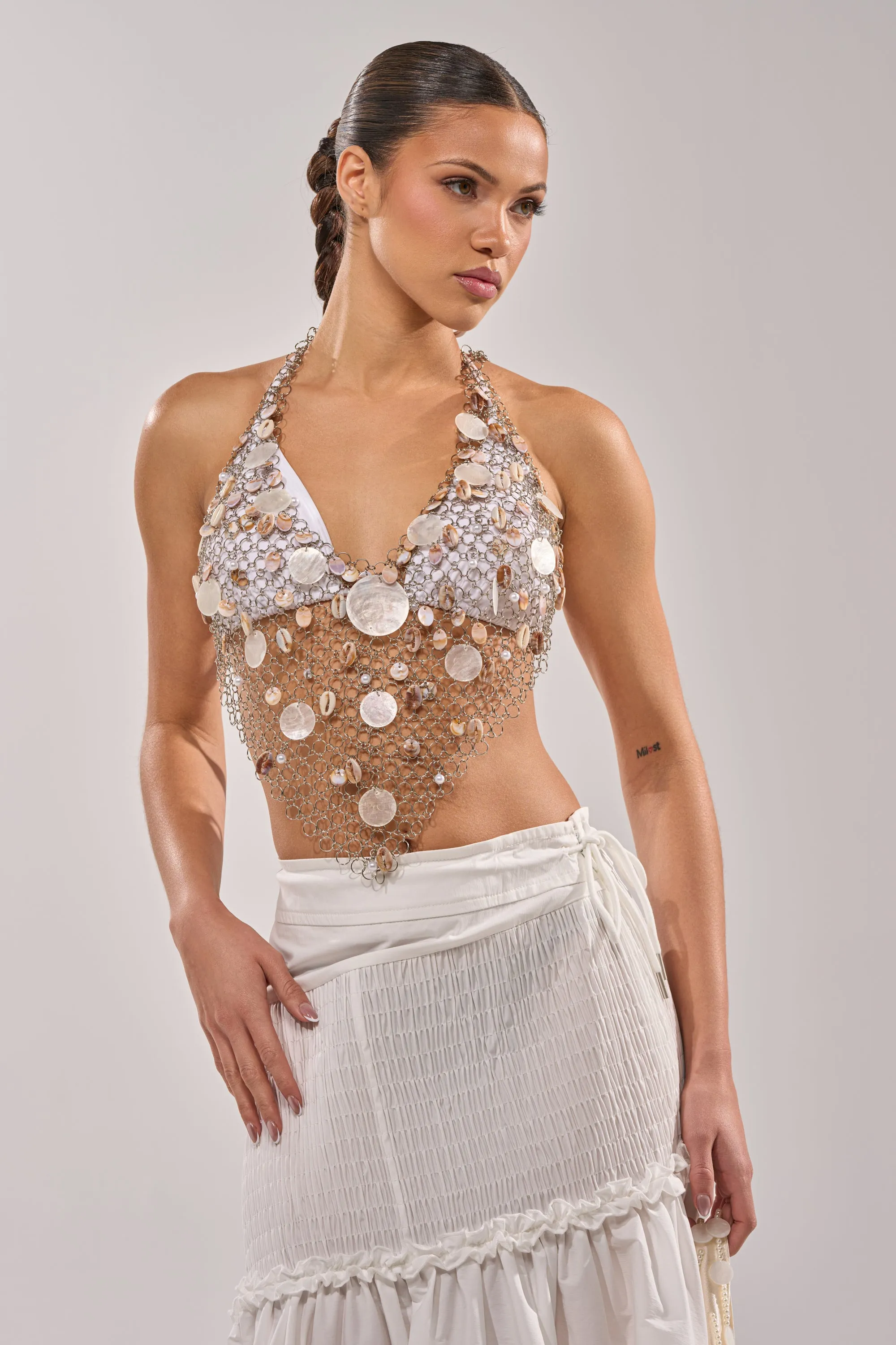 SALLY SELLS SEASHELLS CROCHET HALTER TOP sold by AKIRA product image thumbnail 2