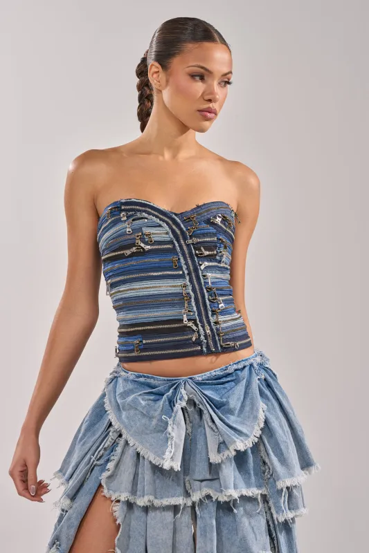 NAME YOUR GAME ZIPPER CORSET sold by AKIRA