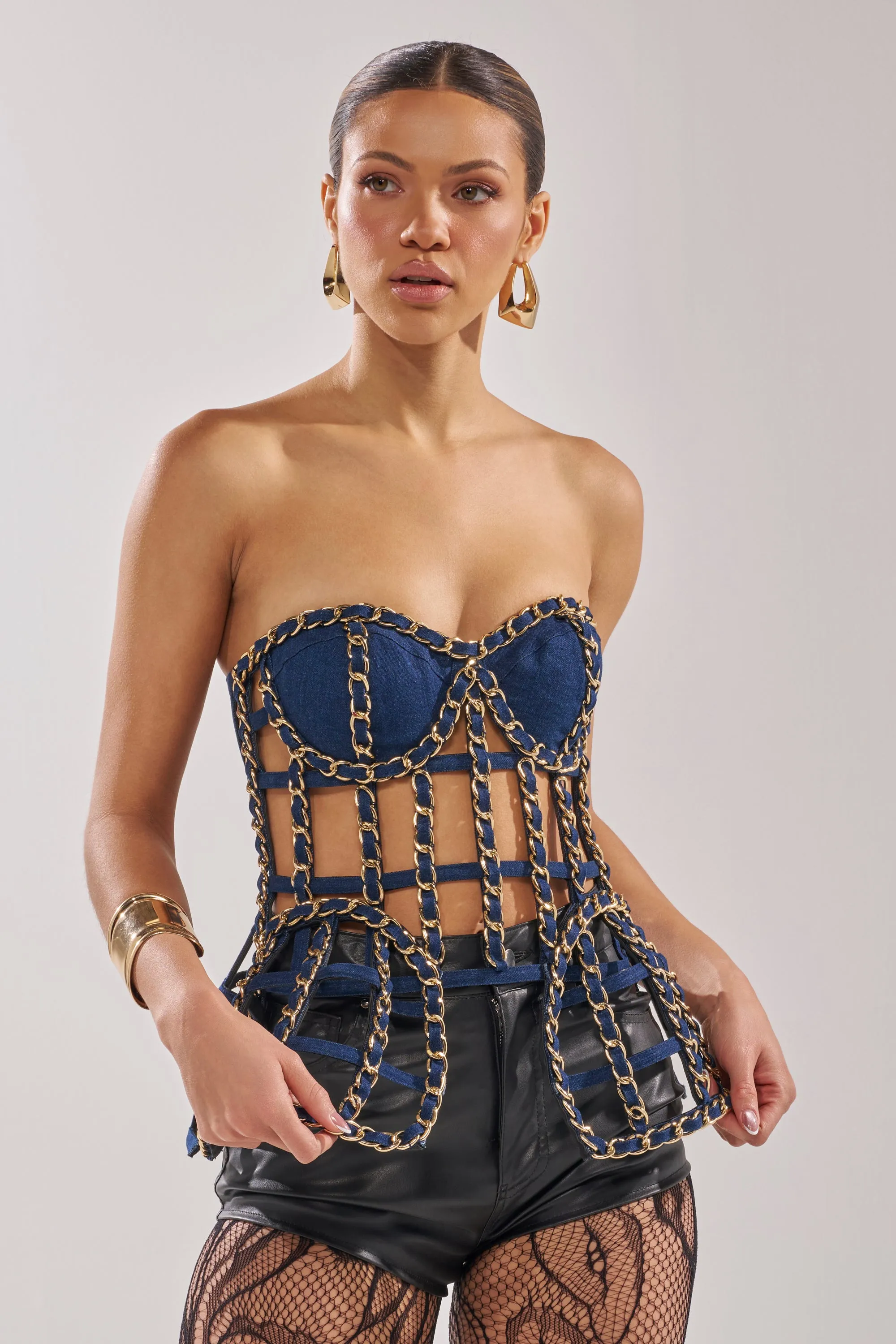 DOWN SOUTH CHAIN DETAIL BUSTIER TOP sold by AKIRA product image thumbnail 2