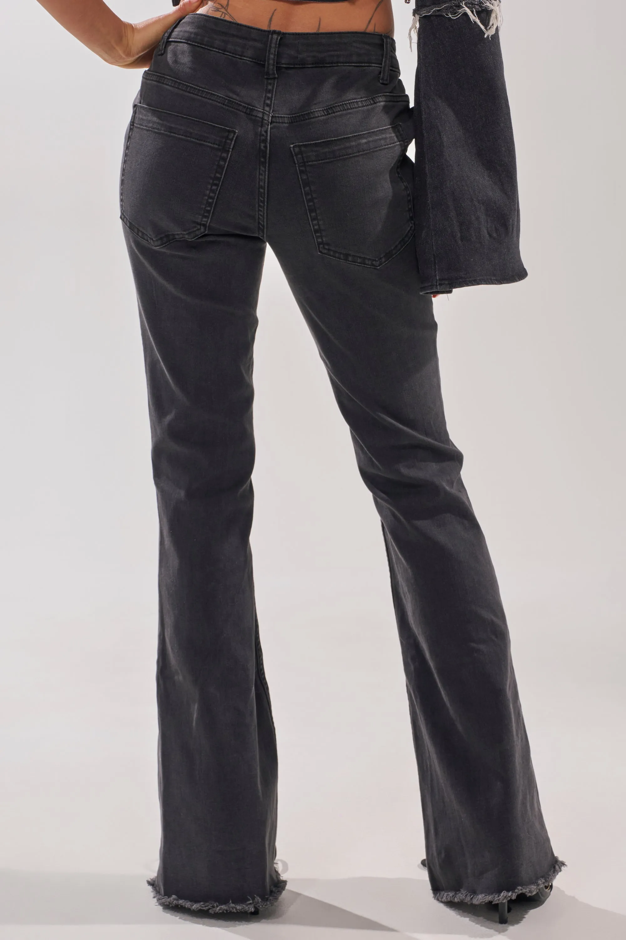 HOTTY LACE UP FLARE DENIM sold by AKIRA product image thumbnail 4