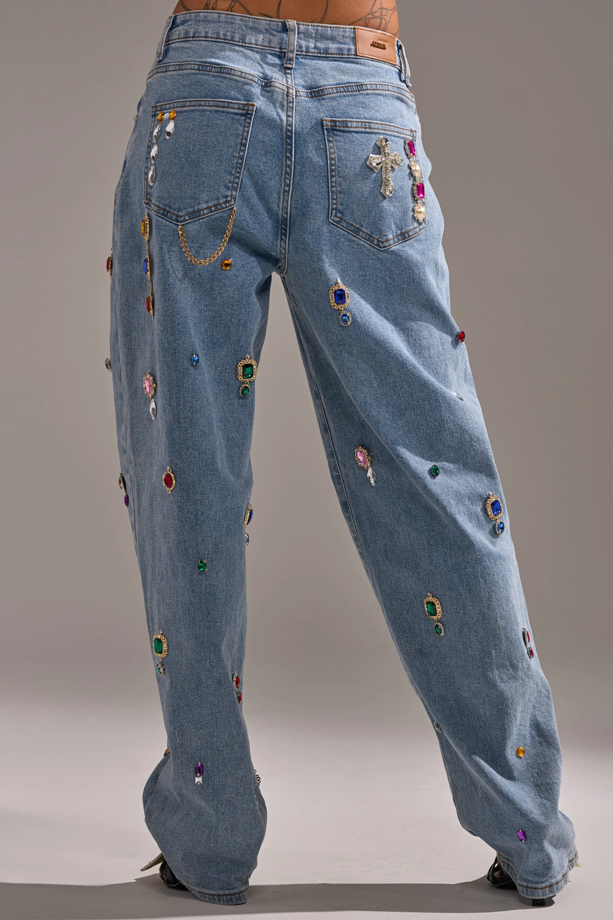 FEELING THE DIFFERENCE EMBELLISHED RELAXED DENIM sold by AKIRA product image thumbnail 5