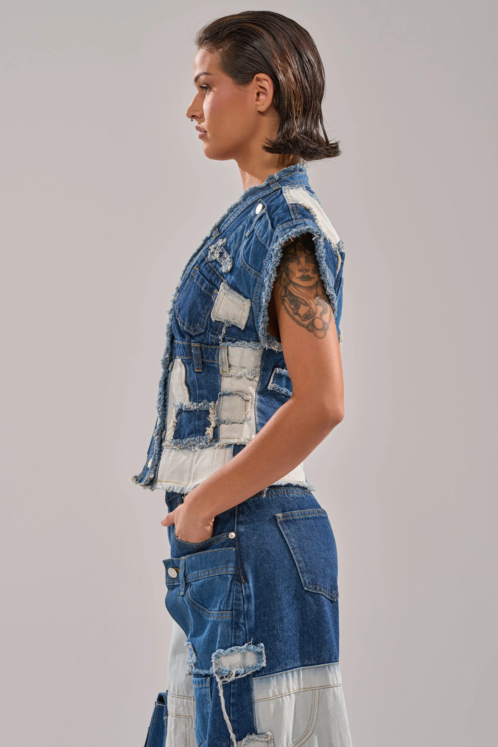 TOO MUCH GOING ON DENIM BUTTON DOWN sold by AKIRA product image thumbnail 4