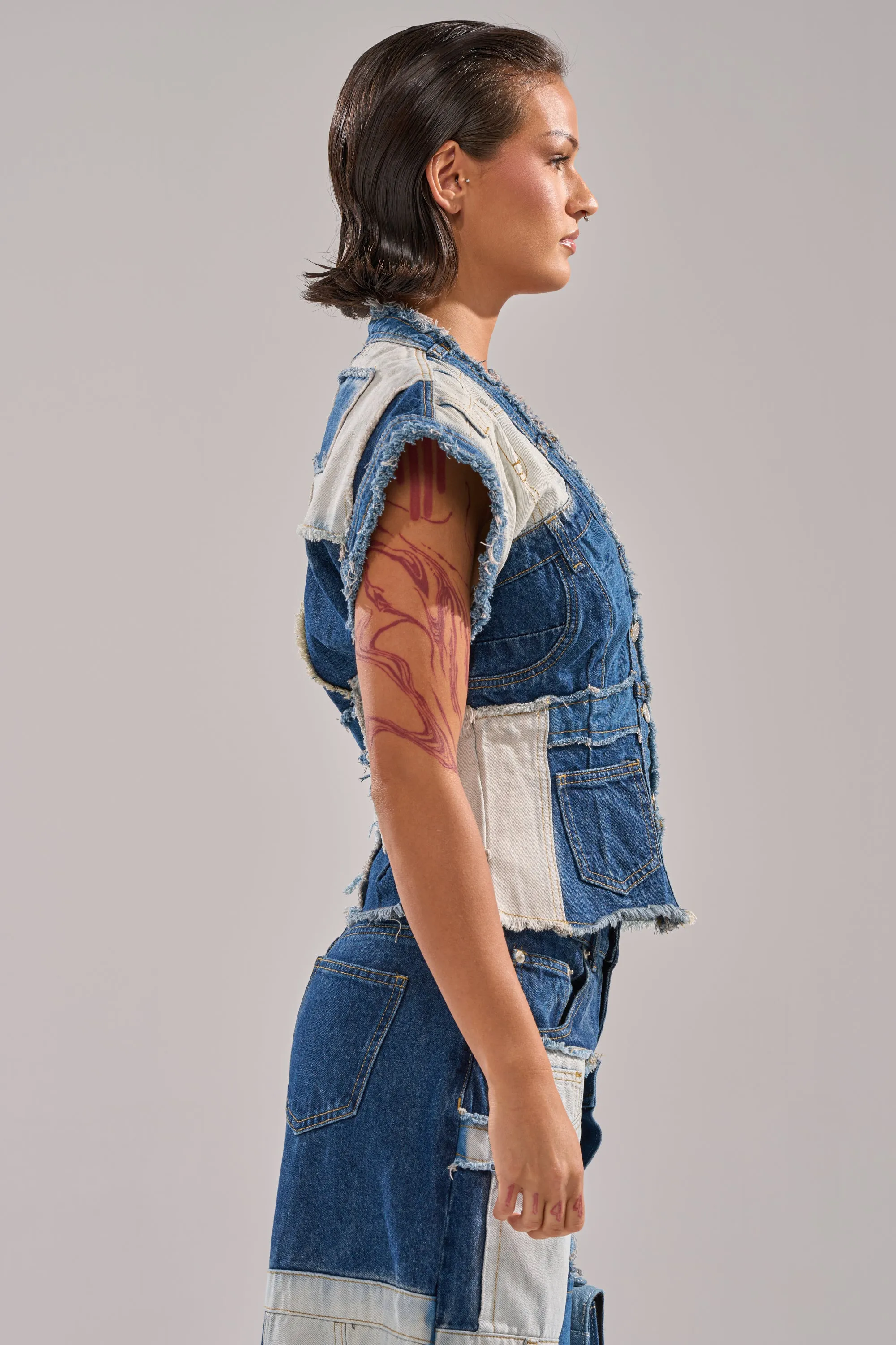 TOO MUCH GOING ON DENIM BUTTON DOWN sold by AKIRA product image thumbnail 3