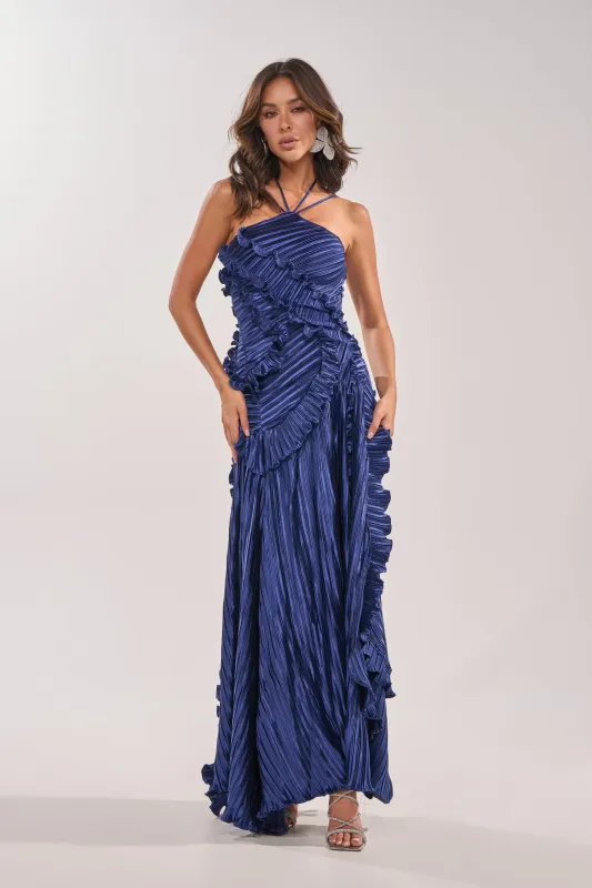 CELESTE RUFFLE MIDI DRESS made by AKIRA