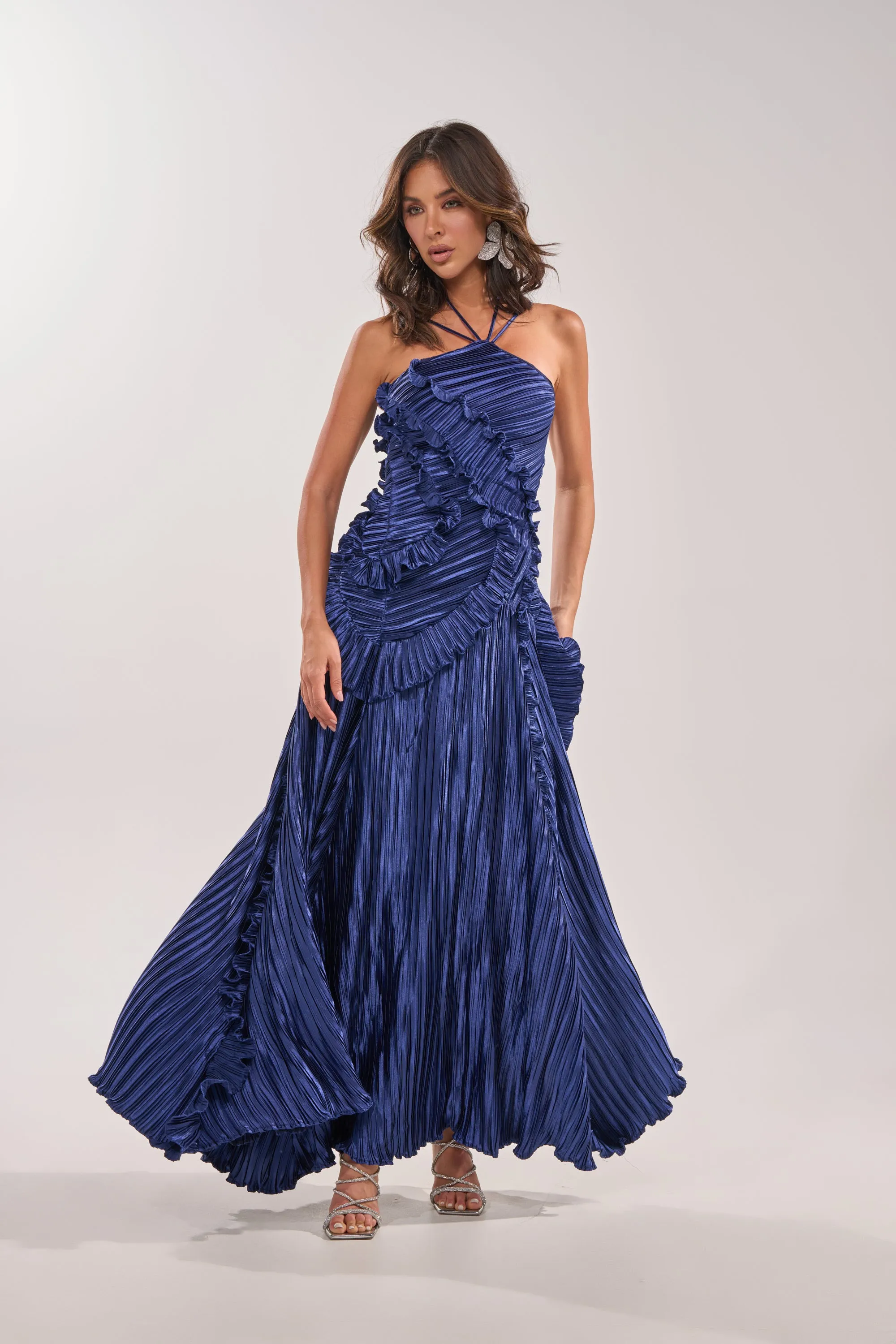 CELESTE RUFFLE MIDI DRESS sold by AKIRA product image thumbnail 5