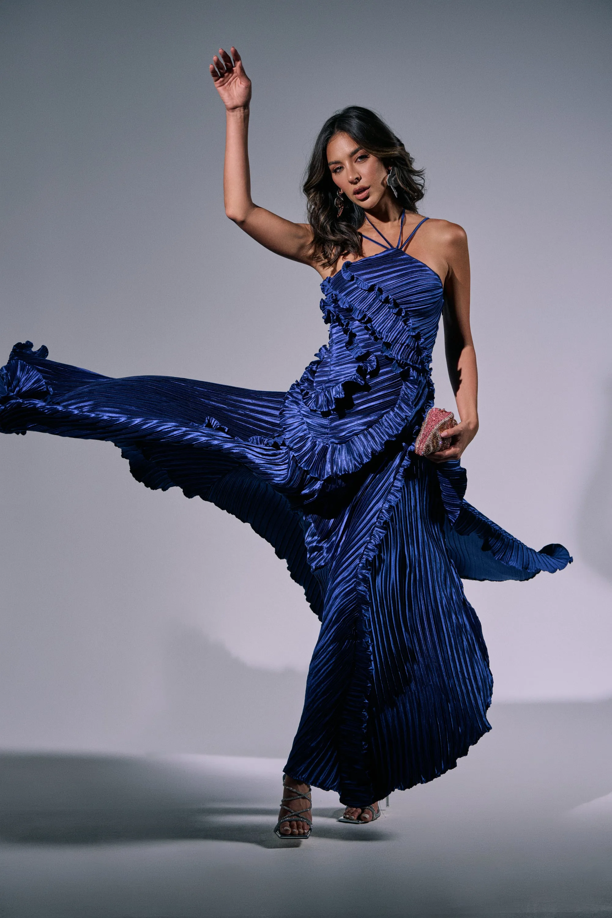 CELESTE RUFFLE MIDI DRESS sold by AKIRA product image thumbnail 3