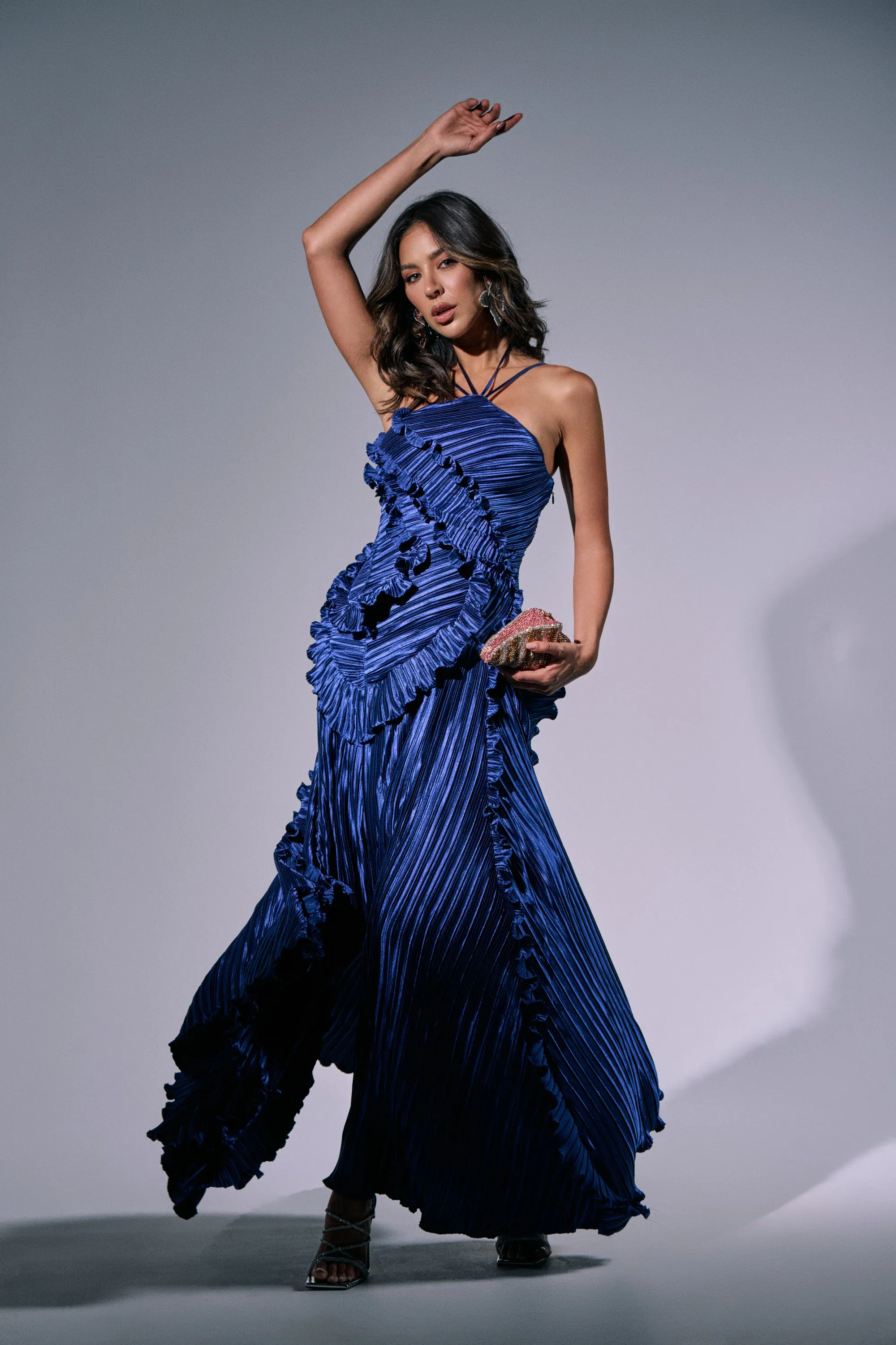 CELESTE RUFFLE MIDI DRESS sold by AKIRA product image thumbnail 2