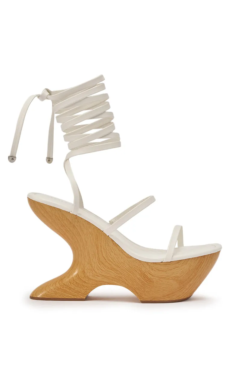 AZALEA WANG ONNI WHITE STRAPPY UPPER WOOD WEDGE sold by AKIRA product image thumbnail 4
