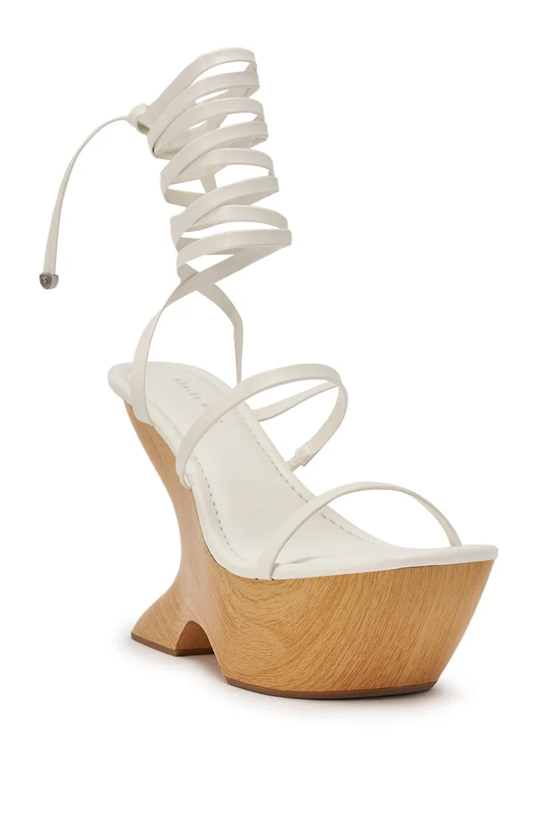 AZALEA WANG ONNI WHITE STRAPPY UPPER WOOD WEDGE sold by AKIRA product image thumbnail 5