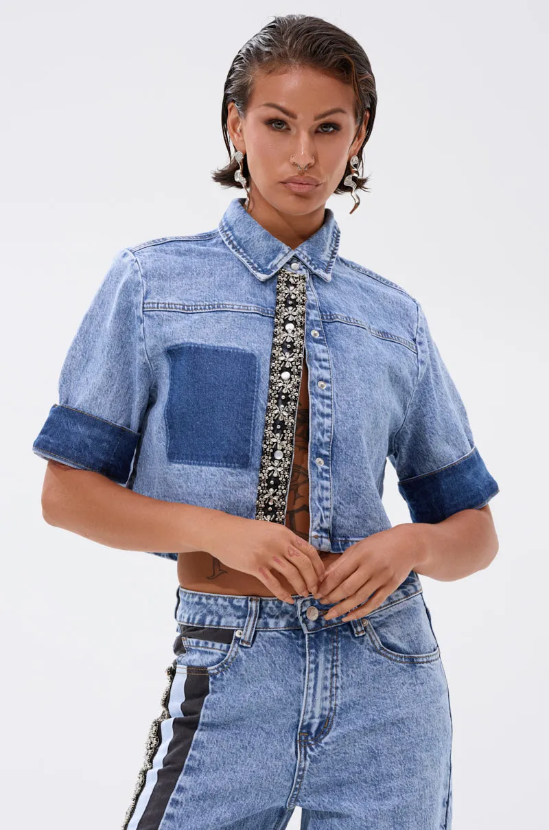 ELEVATED DENIM BUTTON DOWN sold by AKIRA product image thumbnail 2