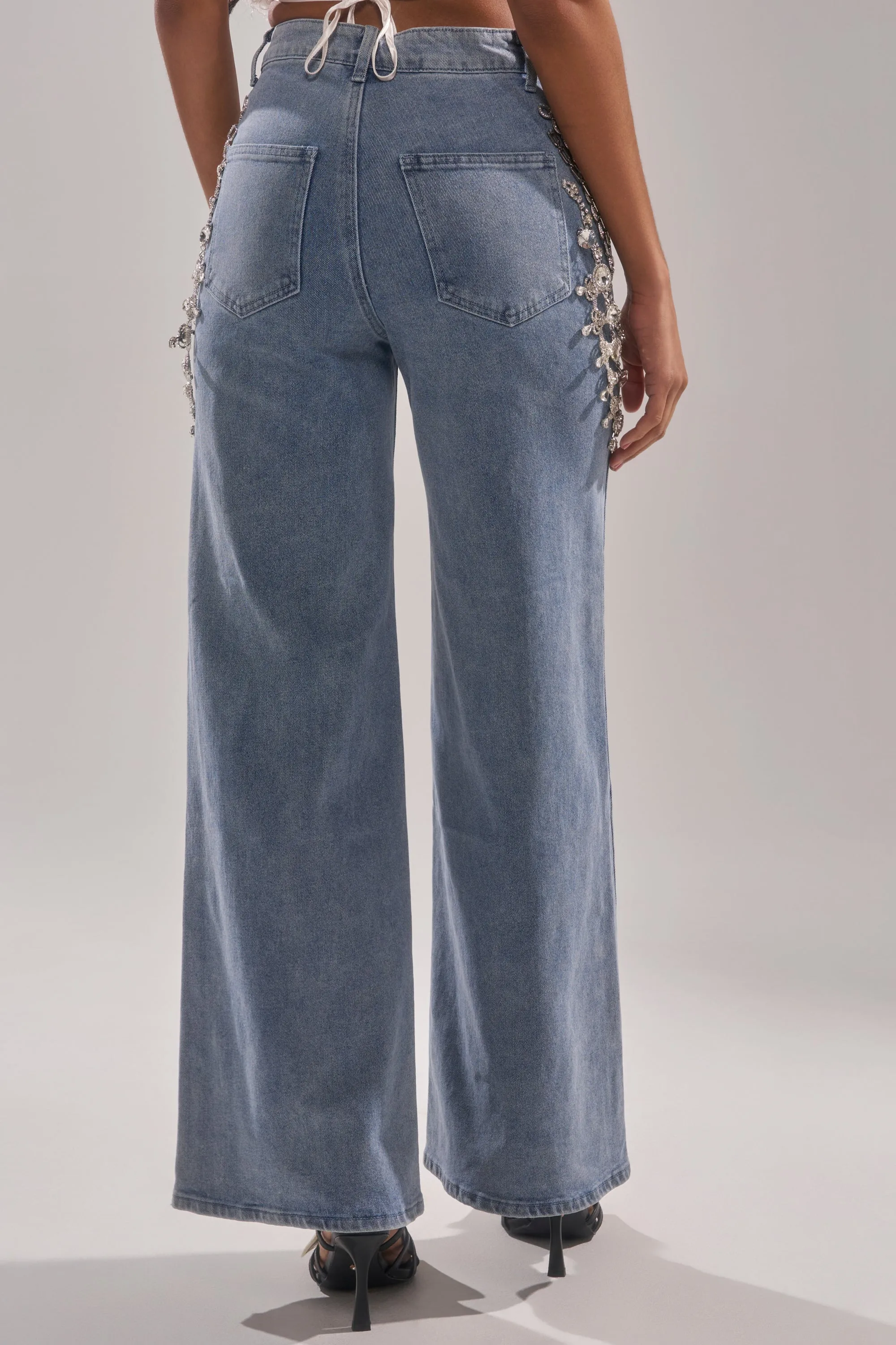 DIAMOND LOVER RELAXED DENIM WITH RHINESTONE sold by AKIRA product image thumbnail 4