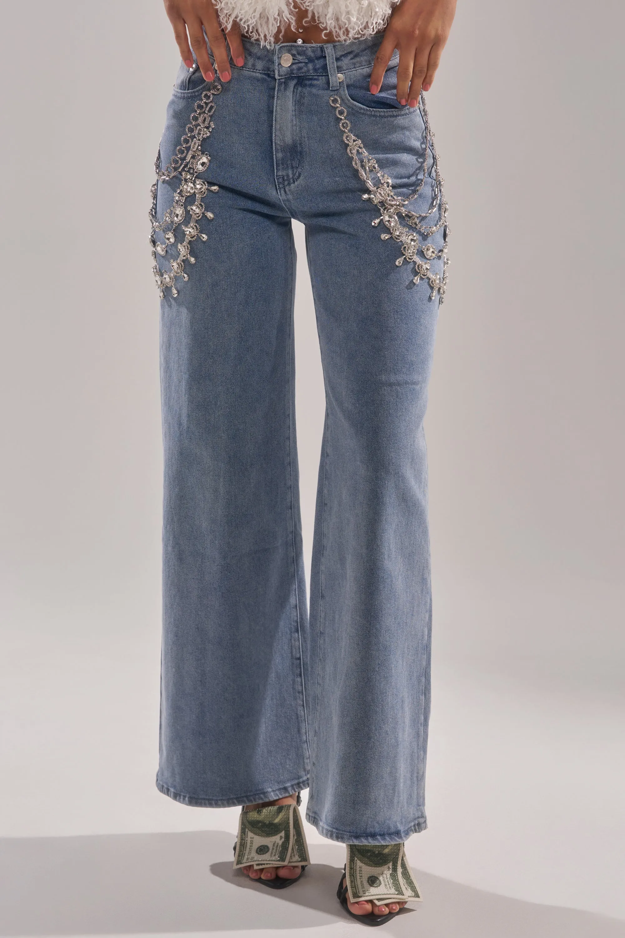 DIAMOND LOVER RELAXED DENIM WITH RHINESTONE sold by AKIRA product image thumbnail 2
