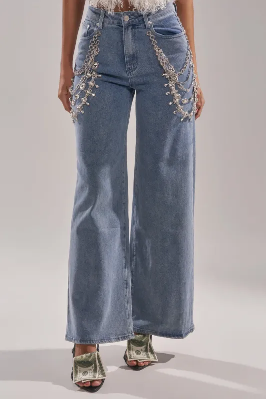 DIAMOND LOVER RELAXED DENIM WITH RHINESTONE sold by AKIRA