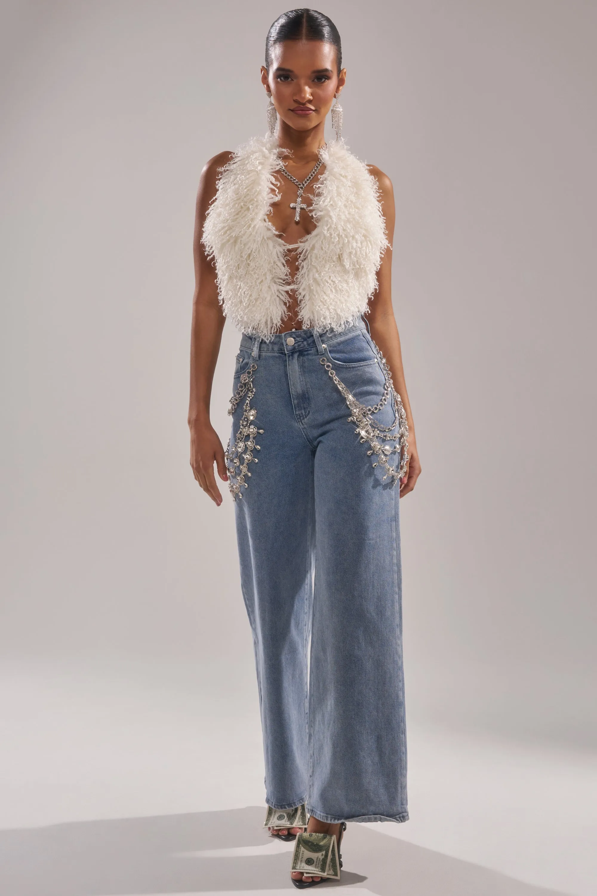 DIAMOND LOVER RELAXED DENIM WITH RHINESTONE sold by AKIRA product image thumbnail 5