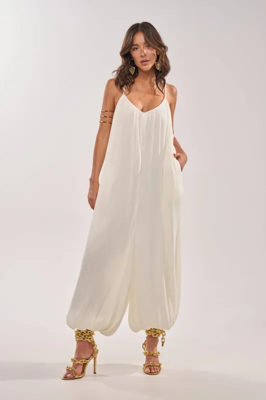HALO SLINKY SLEEVELESS JUMPSUIT made by AKIRA