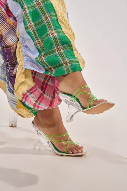 AZALEA WANG LEMUEL GREEN AND SILVER WEDGE SANDAL made by Azalea Wang