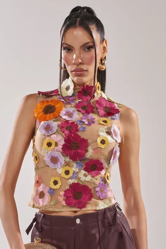 WHERE THIS FLOWER BLOOMS MESH TOP made by AKIRA