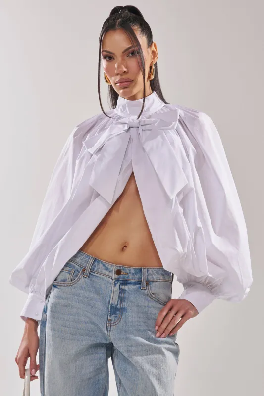 BLACK TIE AFFAIR BLOUSE IN WHITE made by AKIRA
