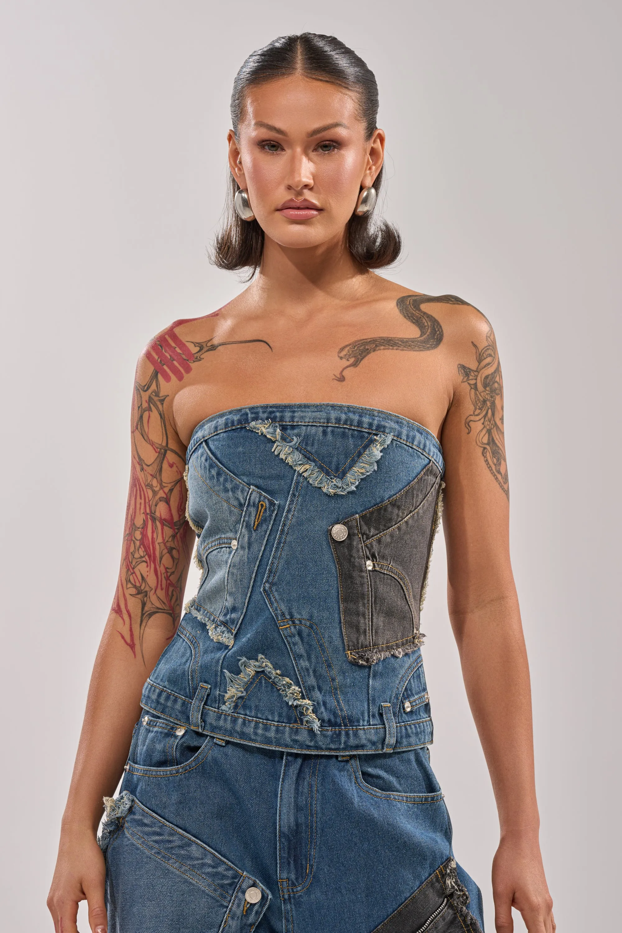MIXED MATCH DENIM CORSET sold by AKIRA product image thumbnail 2