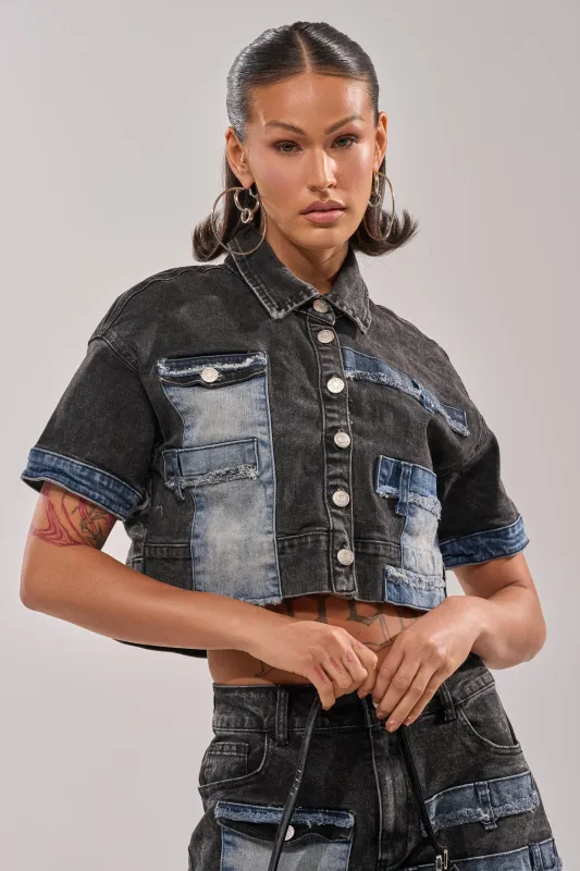 RAJ DENIM BUTTON DOWN sold by AKIRA