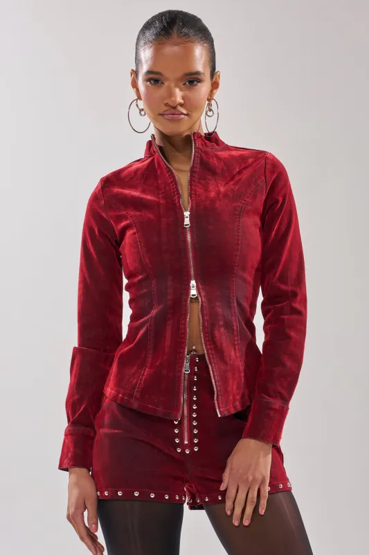 RODEO VIBES VELVET DENIM ZIP UP made by AKIRA