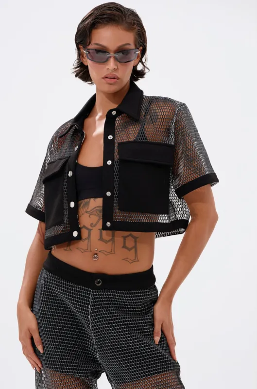 STEPHANIA TRANSPARENT BUTTON DOWN made by AKIRA