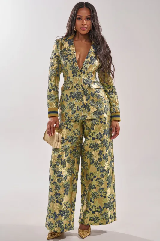 HARLOW BROCADE WIDE LEG PANT made by AKIRA