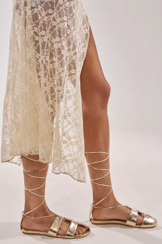 AZALEA WANG ICHIRO GOLD PEEP TOE FLAT sold by AKIRA