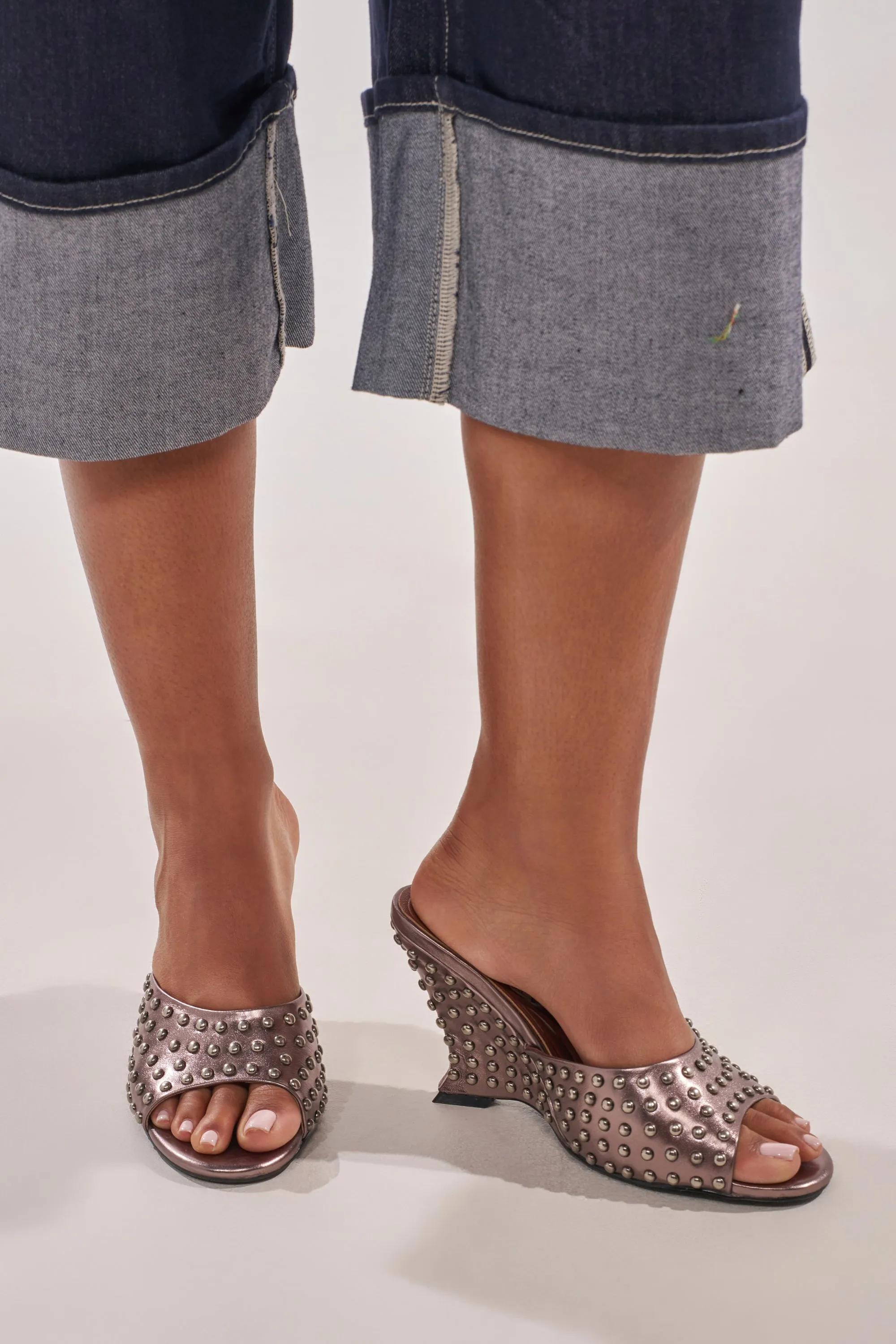 AZALEA WANG FABRON PEWTER EMBELLISHED WEDGE SANDAL sold by AKIRA product image thumbnail 2