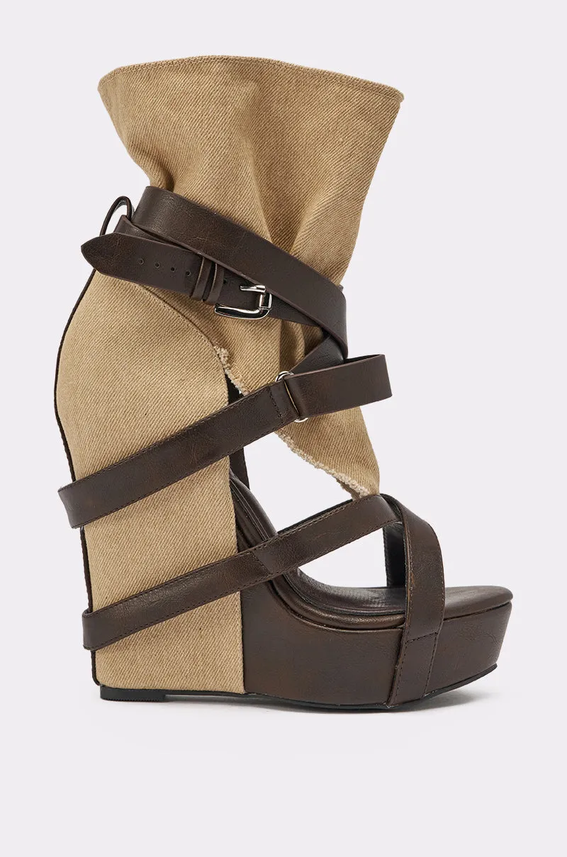 AZALEA WANG ROTHKO WEDGE SANDAL IN BROWN TAUPE sold by AKIRA product image thumbnail 4
