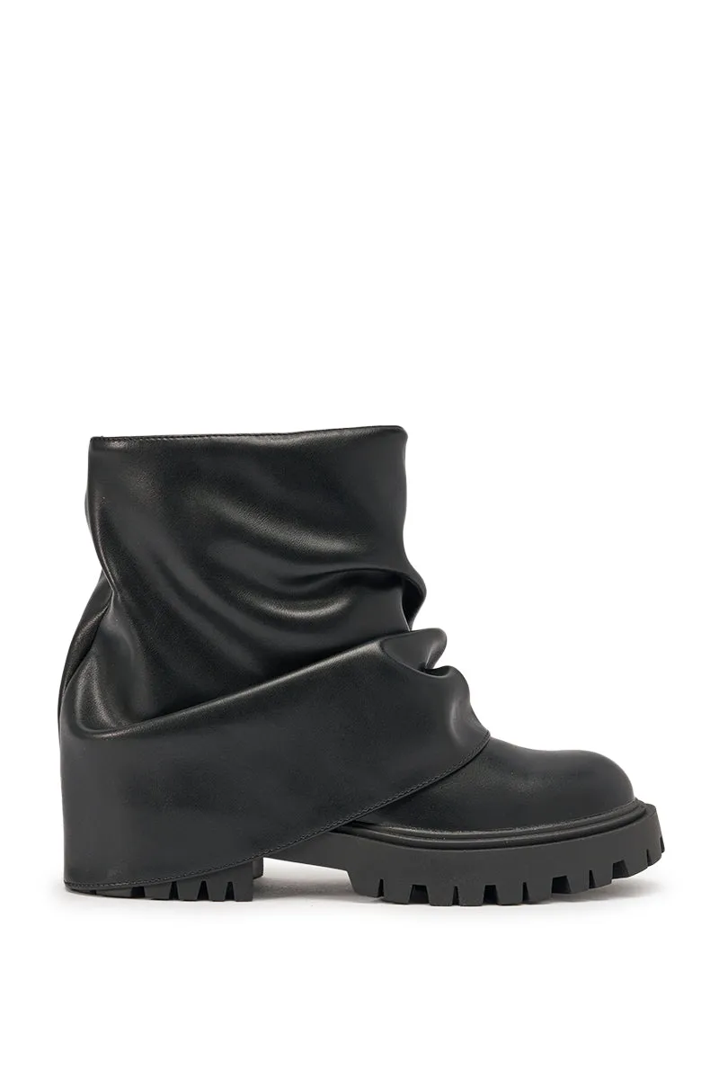 AZALEA WANG CLARKE BLACK PU SLOUCHY SHORT SHAFT COMBAT BOOTIE sold by AKIRA product image thumbnail 5