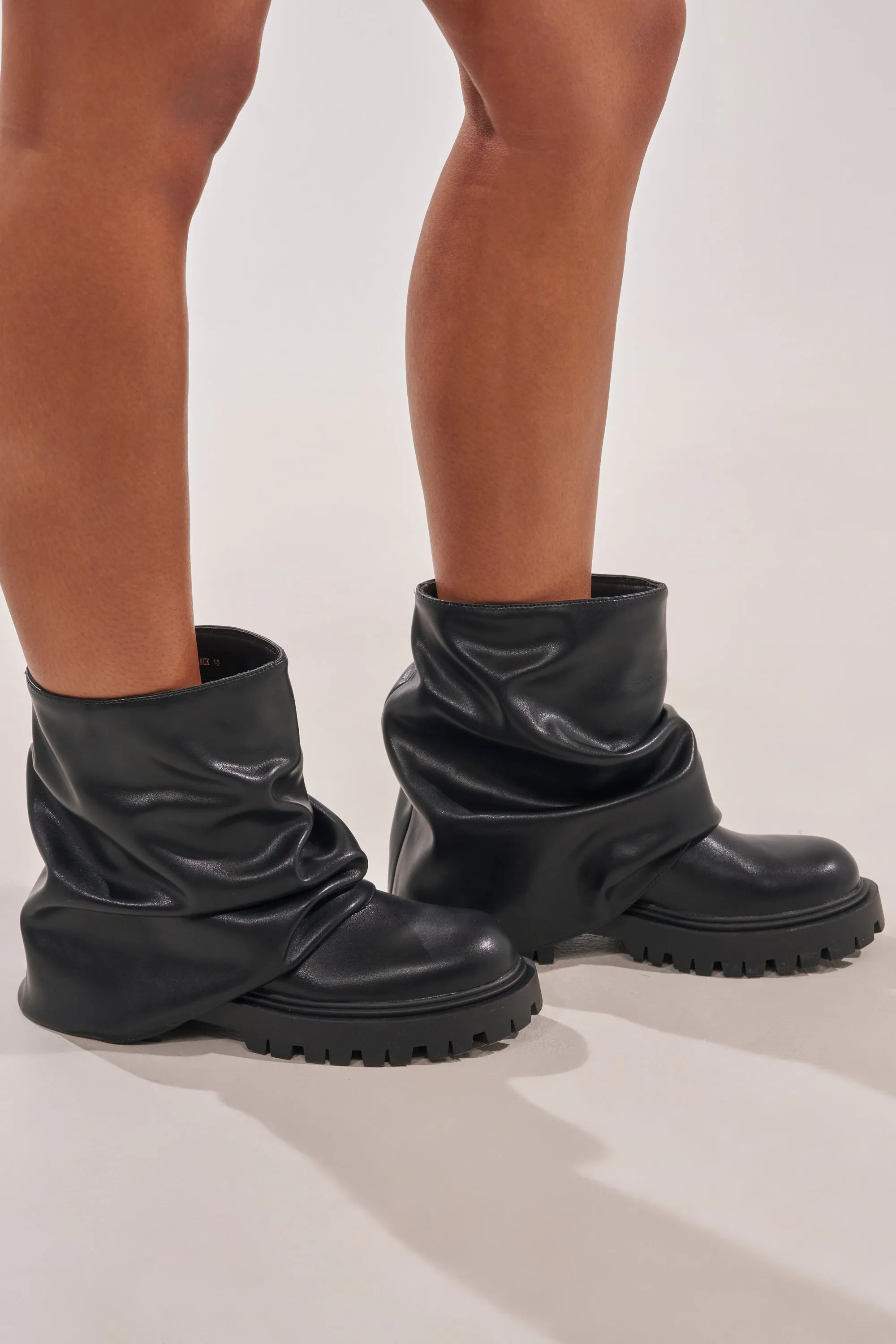 AZALEA WANG CLARKE BLACK PU SLOUCHY SHORT SHAFT COMBAT BOOTIE sold by AKIRA product image thumbnail 4