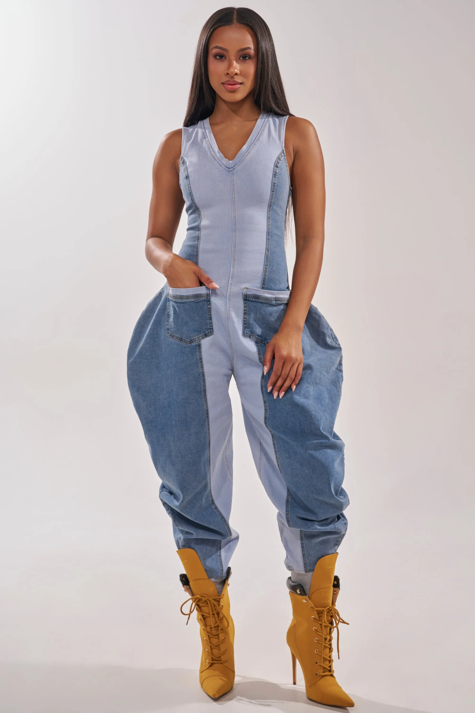 TALK OF THE STREET DENIM JUMPSUIT sold by AKIRA product image thumbnail 2