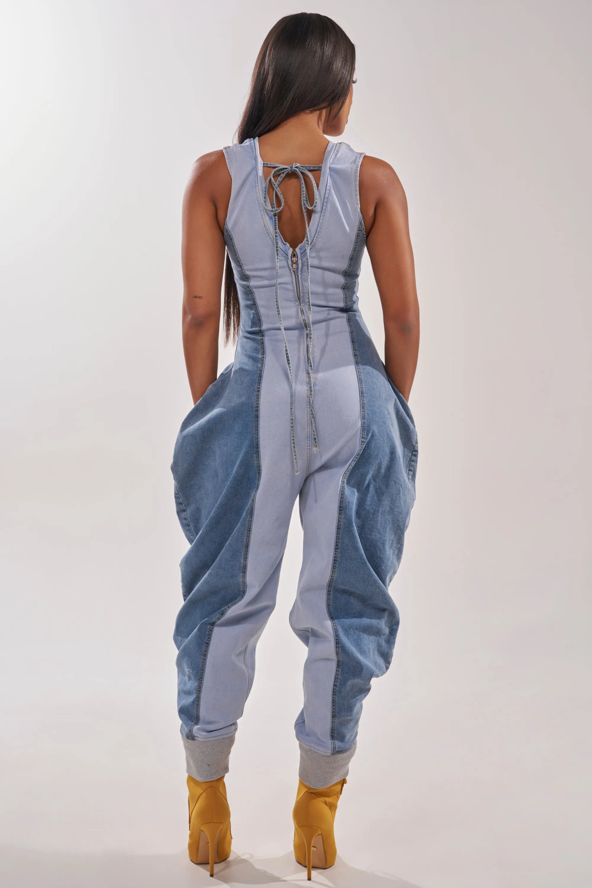 TALK OF THE STREET DENIM JUMPSUIT sold by AKIRA product image thumbnail 5