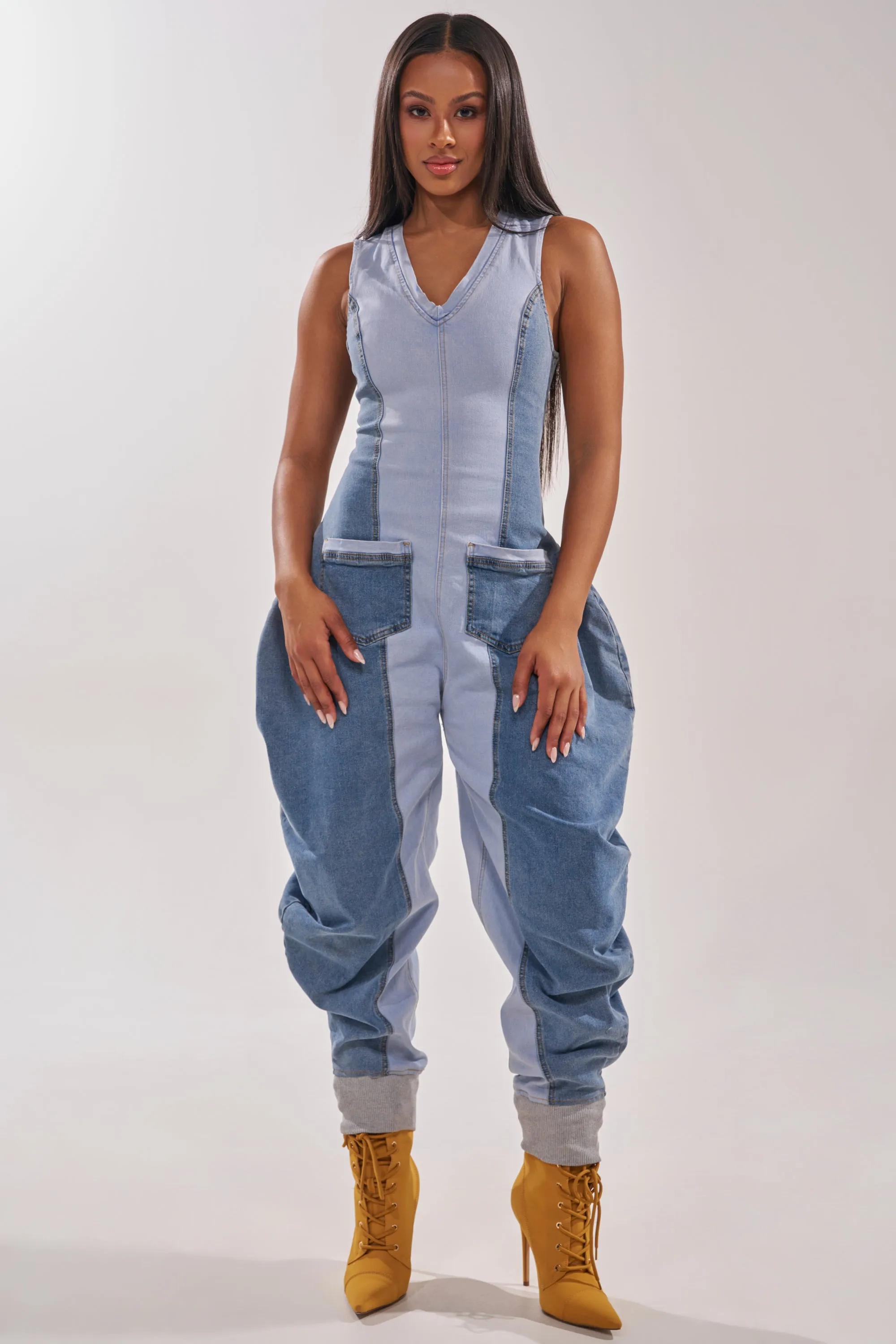 TALK OF THE STREET DENIM JUMPSUIT sold by AKIRA product image thumbnail 3