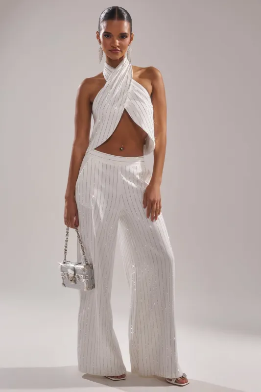 PRINCESS TREATMENT RHINESTONE WIDE LEG PANT made by AKIRA