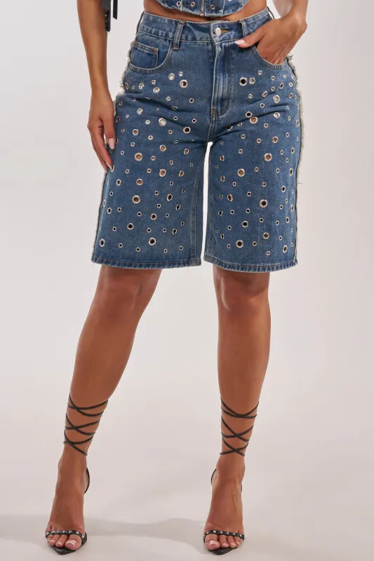 TAYLOR DENIM BERMUDA WITH GROMMET sold by AKIRA