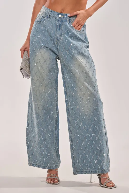 SHINE BRIGHT RHINESTONE DENIM made by AKIRA