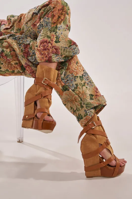 AZALEA WANG ROTHKO WEDGE SANDAL IN CAMEL made by Azalea Wang