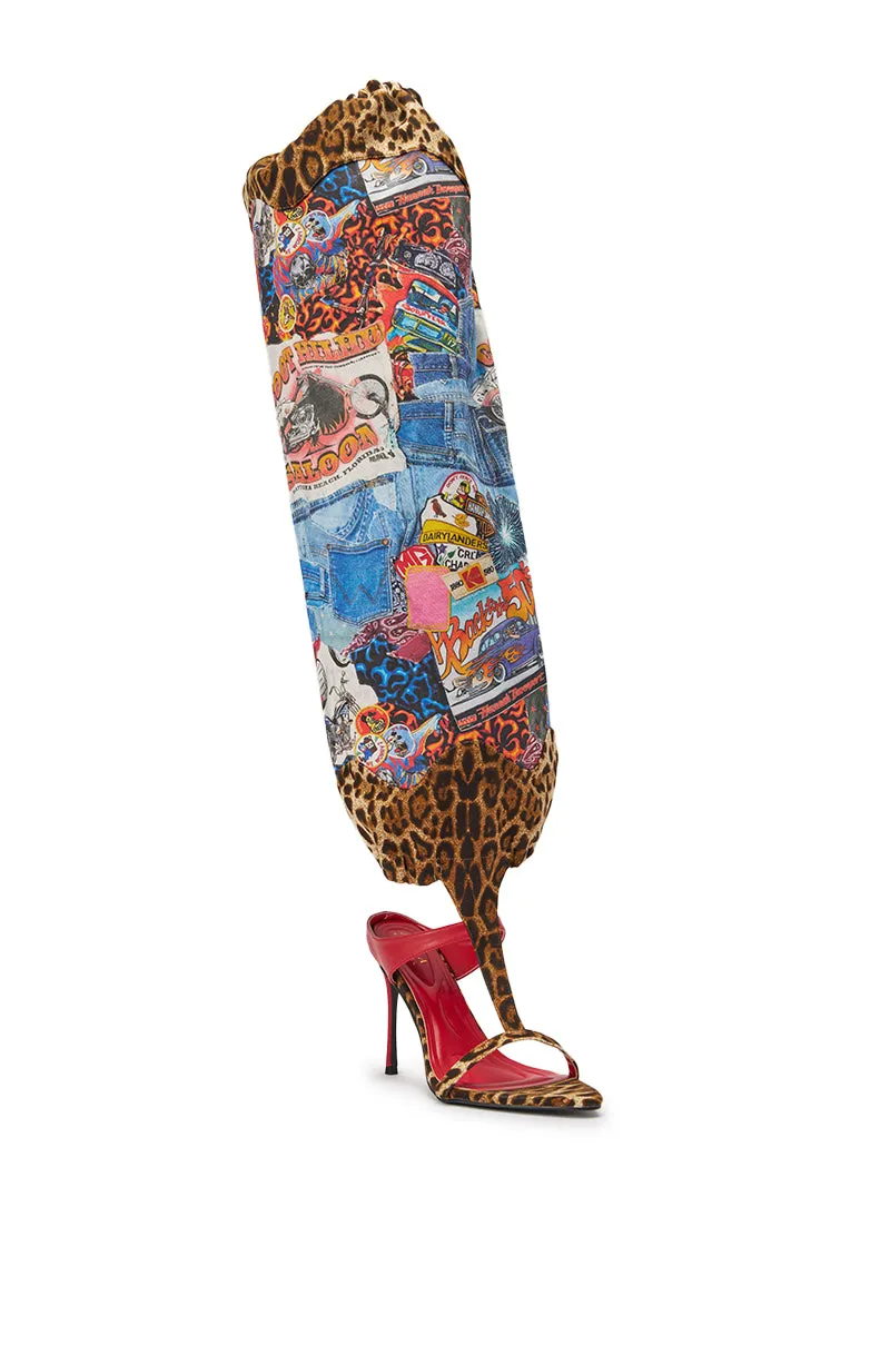 AKIRA GOLD ZIDANA DENIM MULTI BOOTIE WITH OPEN TOE sold by AKIRA product image thumbnail 5