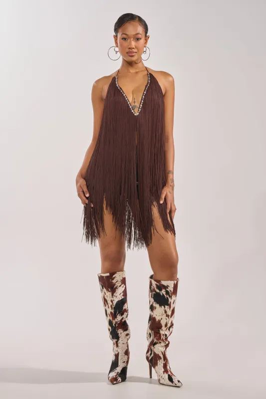 SWEPT AWAY FRINGE TOP made by AKIRA