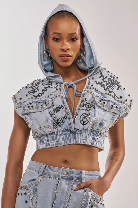 GET INTO THE RHYTHM CROP HOODIE made by AKIRA