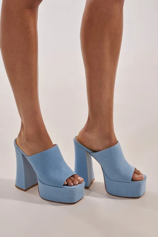 AKIRA GOLD FIKILE DENIM CHUNKY SANDAL made by Azalea Wang