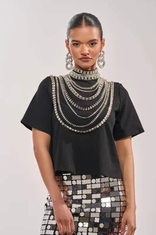 ROYALTY RHINESTONE TEE made by AKIRA