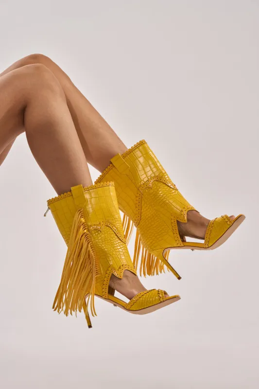 AZALEA WANG ALPHONSE YELLOW OPEN TOE SANDAL made by Azalea Wang