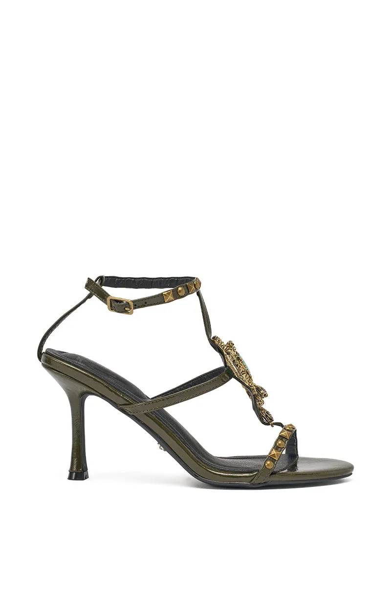 AZALEA WANG REPUTATION OLIVE PU EMBELLISHED STILETTO SANDAL sold by AKIRA product image thumbnail 4