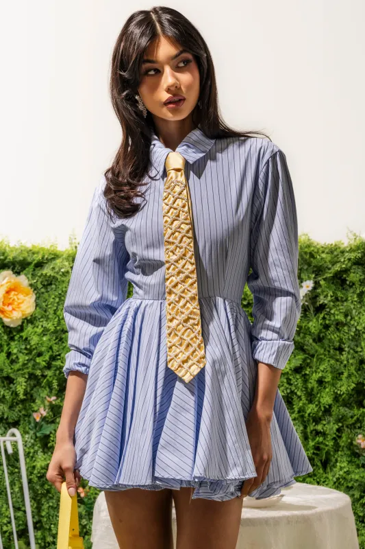 HAPPY HOUR PINSTRIPE MINI DRESS made by AKIRA