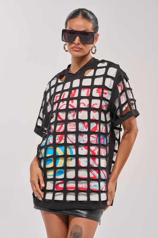 CHECKED OUT OVERSIZED TEE made by AKIRA
